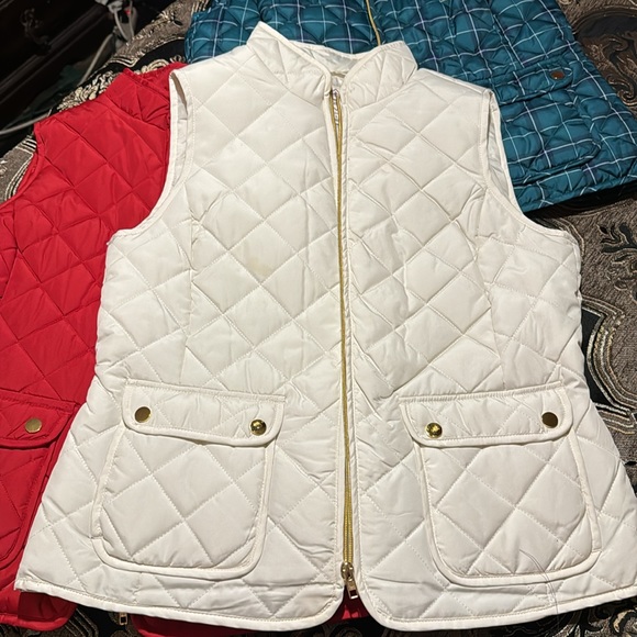St. John’s Bay Quilted Vests 3 total.                 Red-Plaid-Off White - Picture 4 of 7